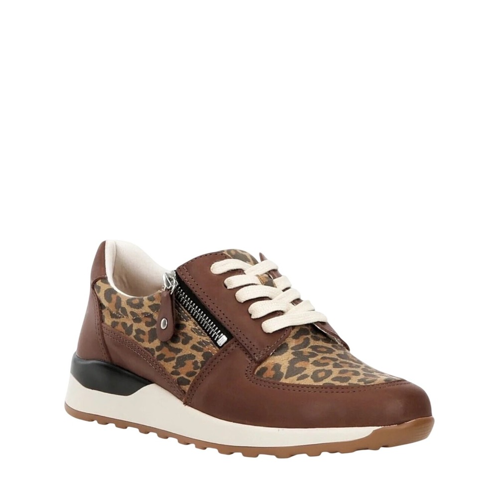 452. Brioso Mimi Women's Suede Zip Sneakers Leopard Print Size 8